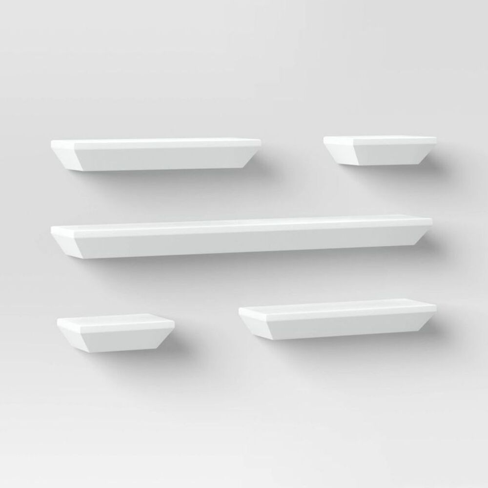 5pc Wedge Shelves White - Threshold: Elegant Home Decor No Assembly Required